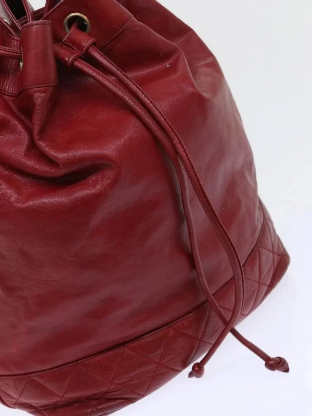CHANEL Chain Shoulder Bag Lamb Skin Red CC Auth bs7902